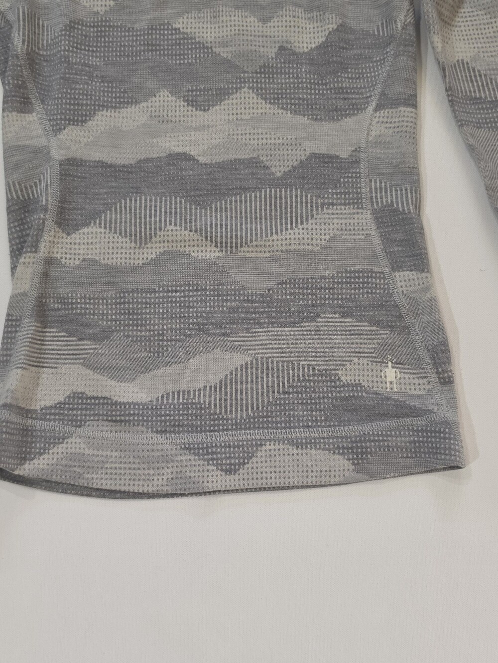 Smartwool Merino Wool 1/4 Zip Sweater Womens Small Grey Camo Thermal Mock Neck - Picture 4 of 7